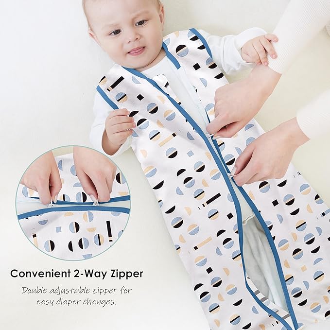 Cute Castle Baby Sleep Sack 18-24 Months - Lightweight 100% Cotton 2-Way Zipper TOG 0.5 Infant Wearable Blanket, Newborn Essentials Toddler Sleep Clothes (3 Pack Blue)