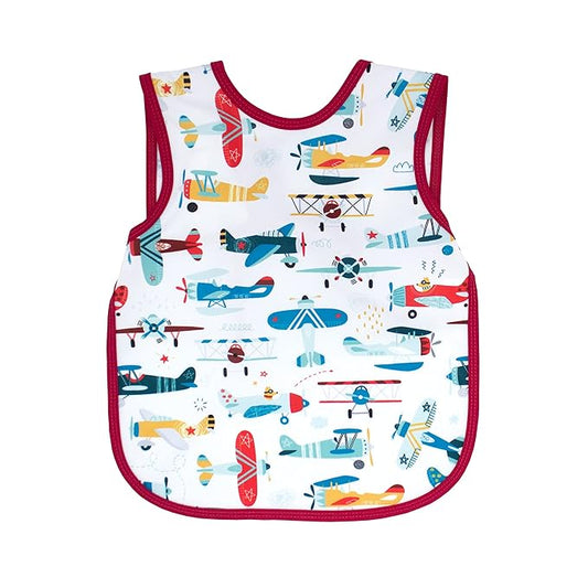 BapronBaby Retro Airplanes Bapron - No Neck Tie Safer Bib for Baby & Toddler - Soft Waterproof Stain Resistant - Machine Washable - Sz Preschool 3-5yrs