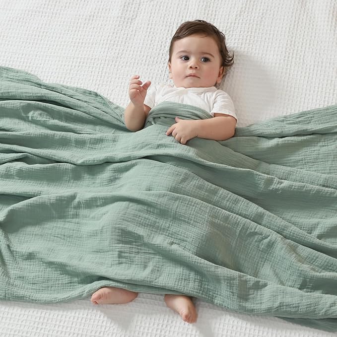 JELLYMONI Muslin Swaddle Blankets for Unisex, 3 Pack Newborn Receiving Blanket, Large 47 x 47 inches Soft Breathable Muslin Baby Blanket for Newborn Boys & Girl