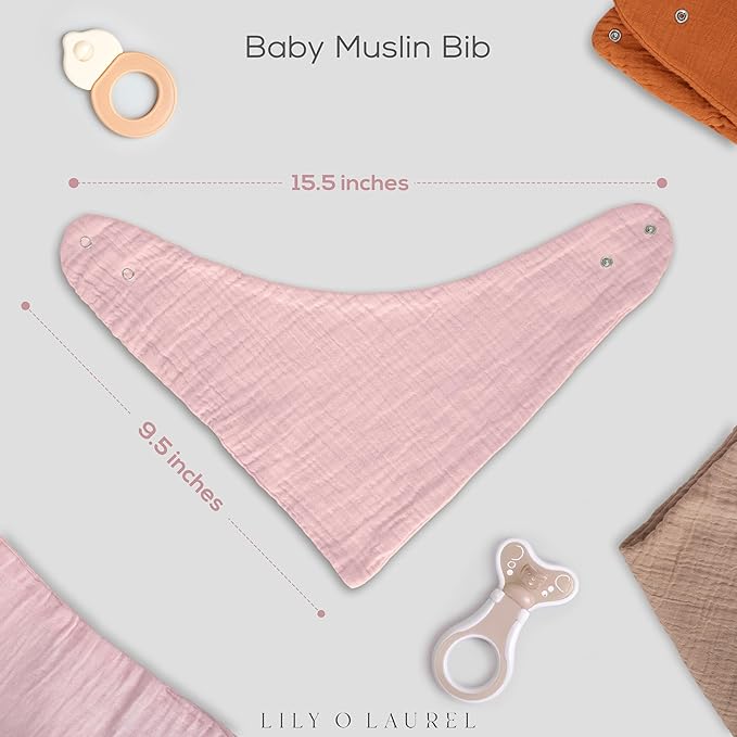Muslin Baby bibs for drooling and teething, 100% cotton, Bibs for baby girl, Muslin bibs for boys (8 Pack)