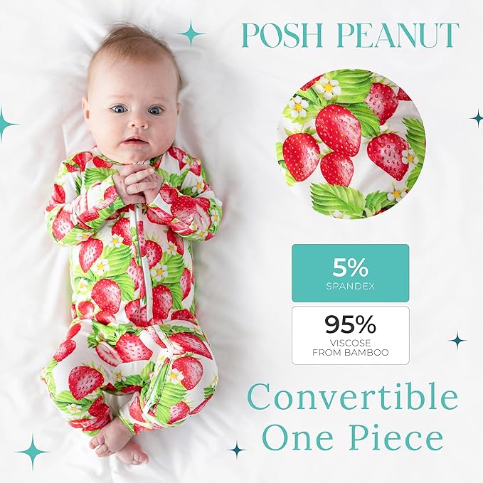 Posh Peanut Convertible Baby Sleepers - Girls Footless Baby Pajamas with 2 Way Zipper for Easy Diaper Changes