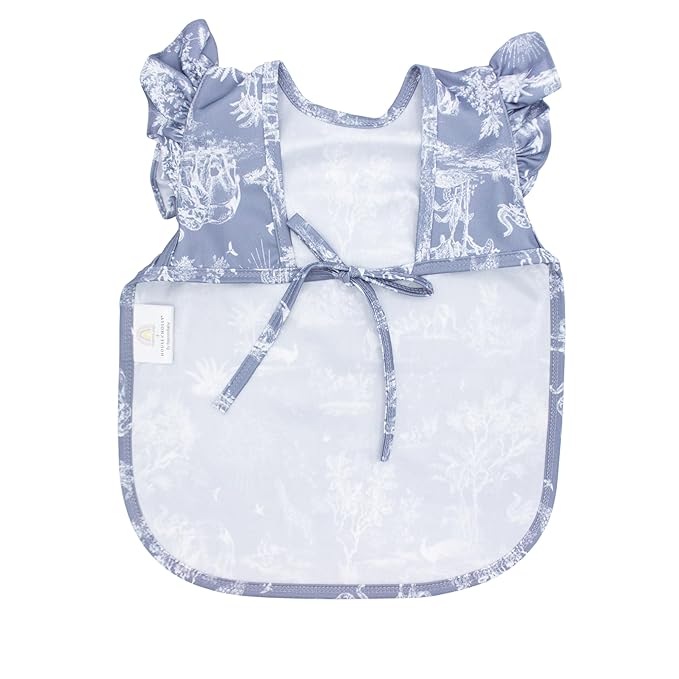 BapronBaby Flutter Savanna Blue Bapron - No Neck Tie Safer Bib for Baby & Toddler - Soft Waterproof Stain Resistant - Machine Washable - Sz Preschool 3-5yrs