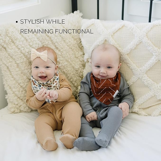 Mebie Baby Muslin Cotton Bib, 3 pack, Baby Bib Set for Burp, Spit Up, Drool, Bandana Bibs for Baby Boy or Baby Girl