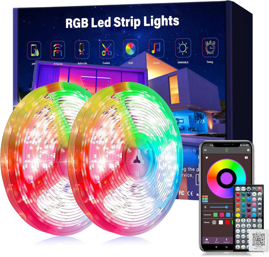 130 ft LED Lights for Bedroom Music Sync RGB LED Strip Lights with APP & Remote Control LED Lights for Room Home Party Christmas Wall Decor (2 Rolls of 65ft)