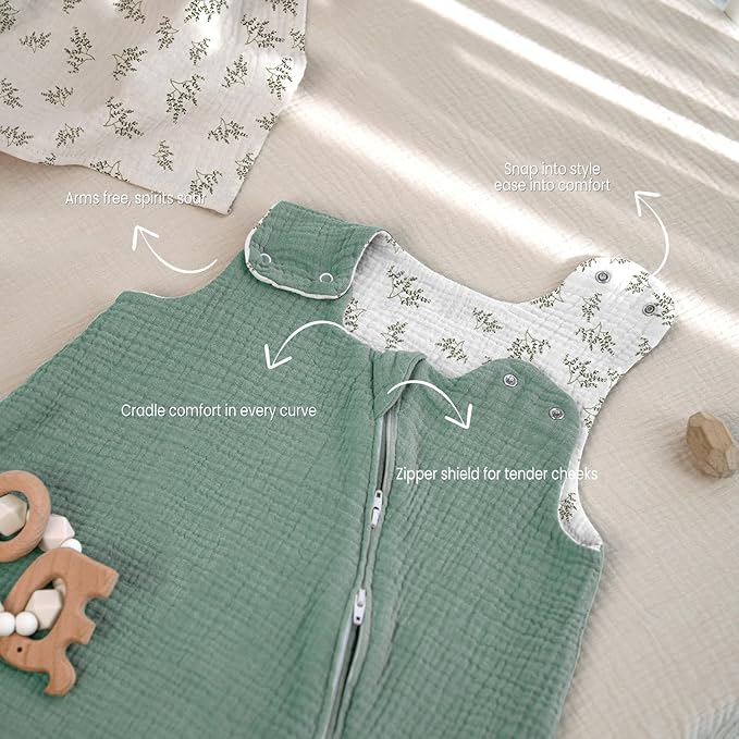 lulumoon Sleep Sack Muslin for Baby: Cotton Wearable Blanket for 3-9 Months - Soft Lightweight Ideal for Nursery Lounge Nighttime Naptime 6-12 Months