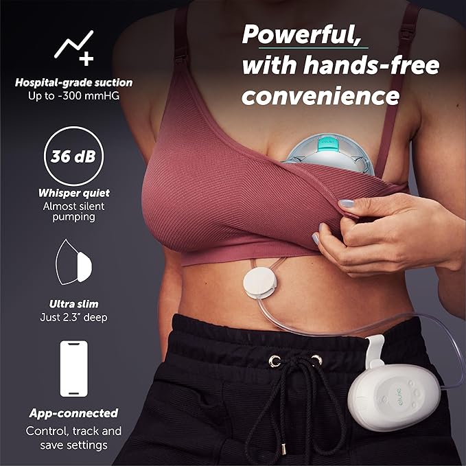 Elvie Stride 2 Hospital-Grade, App-Controlled Double Breast Pump - Hands-Free, Wearable, Ultra-Quiet & Electric with 10-Settings & Rechargeable