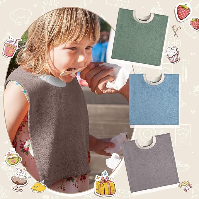 6 Pcs Pullover Baby Bibs Cotton Terry Toddler Absorbent Infant for Feeding and Drooling Towel Slip on Bib(Bright Color)