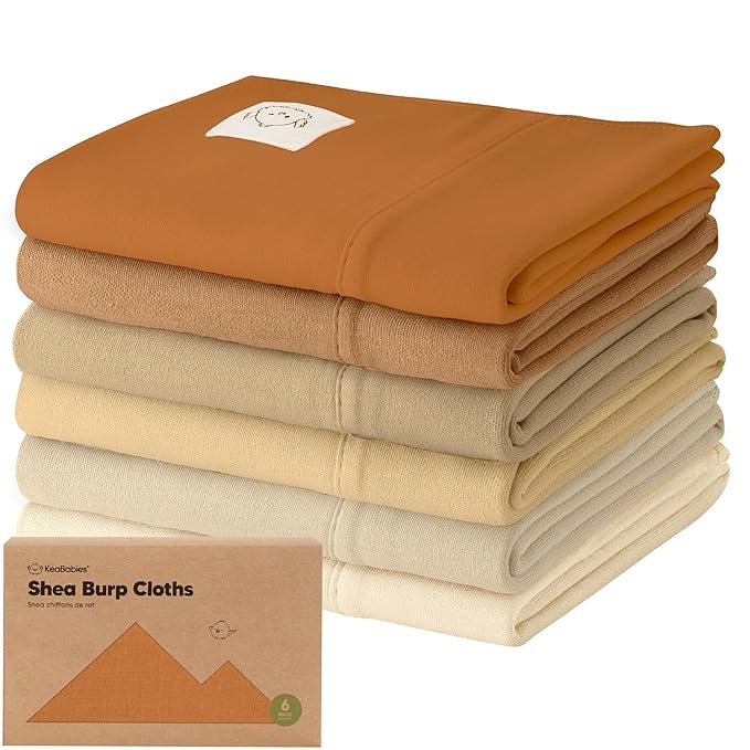 Organic Burp Cloths Baby Boy, Girl - 6-Pack Large Cotton Burping Cloths for Babies, Spit Up Rags, Super Absorbent, Ultra Soft Newborn Rag, Gender Neutral, Machine Washable, Durable(Terracotta)