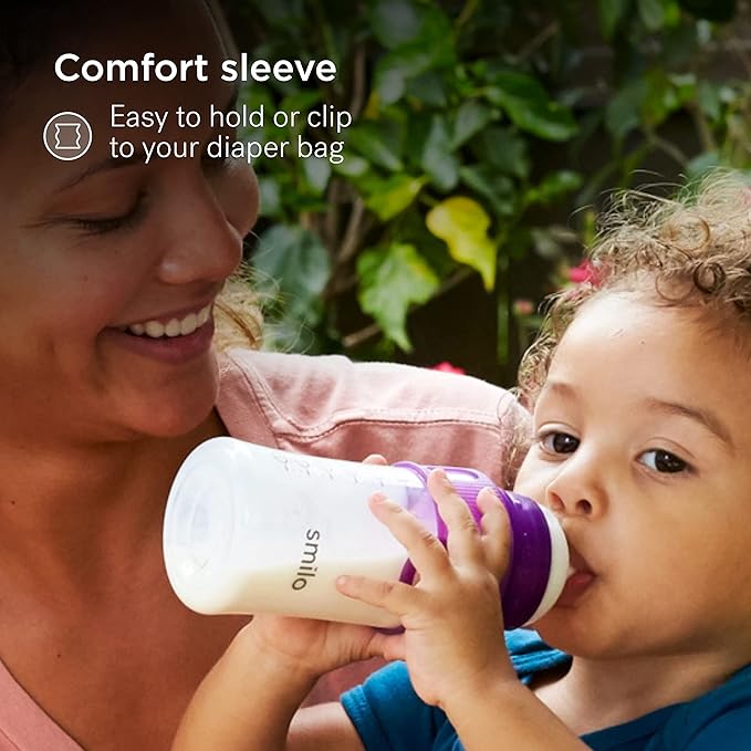 Smilo Baby Bottle Set with Stage 0 Slow Flow Anti Colic Nipple, 5 Oz / 150 ml Capacity, 3X Pack of Anti Colic Baby Bottles 0-3 Months - Pink