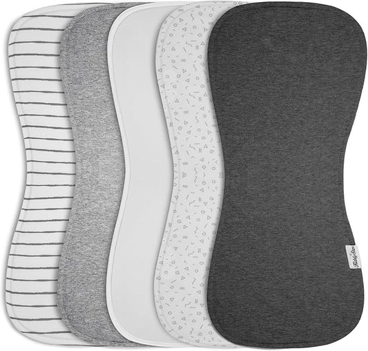 5-Pack Organic Cotton Burp Cloths – Large, Ultra-Soft 3-Layer Towels for Burping, Shoulder & Hand Use, Highly Absorbent