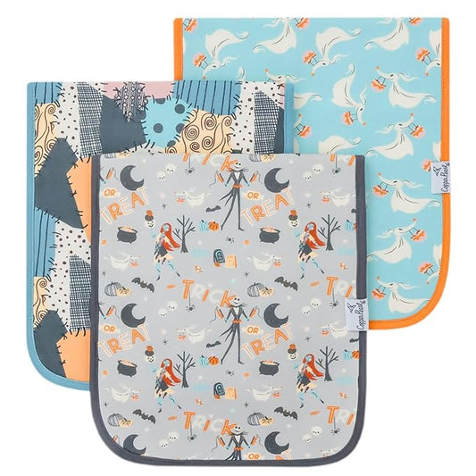 Copper Pearl Baby Burp Cloth Large 21''x10'' Size Premium Absorbent Triple Layer 3-Pack Gift Set 'Nightmare Before Christmas' - One Size