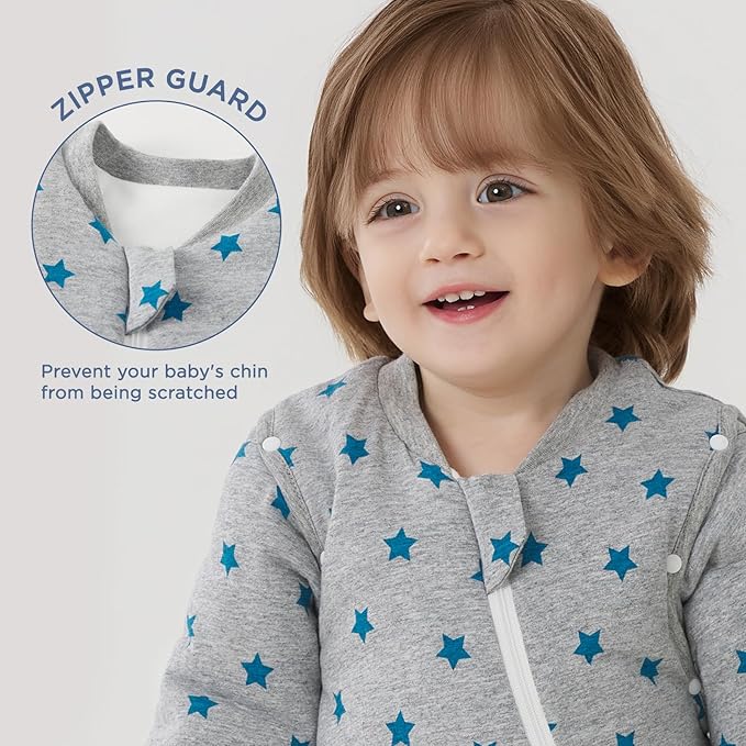 Duomiaomiao 3.5 TOG Toddler Sleep Sack 3-4T 100% Cotton Winter Side Open Zipper Baby Sleep Sack with Feet, Warm Toddler Wearable Blanket