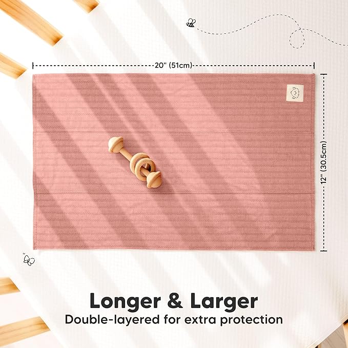 KeaBabies Organic Cotton Burp Cloths Baby Girl, Boy - 6-Pack Large Burping Clothes for Babies, Spit Up Rags, Super Soft & Absorbent Newborn Wash Towels, Gender Neutral, Non-Shrink (Stria, Mauve)