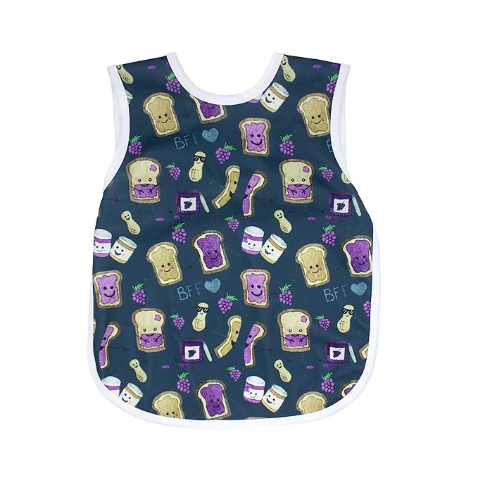 BapronBaby PBJ Pals Bapron - No Neck Tie Safer Bib for Baby & Toddler - Soft Waterproof Stain Resistant - Machine Washable - Sz Baby/Toddler 6m-3T