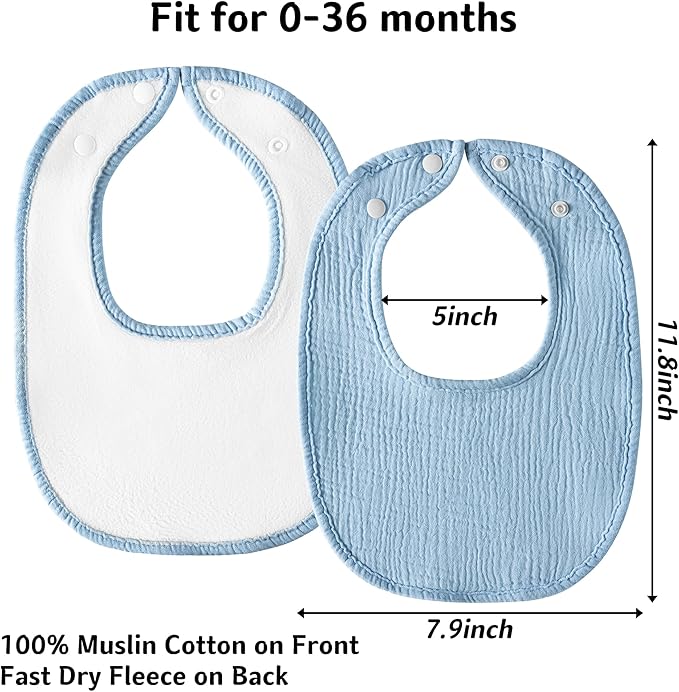 Muslin Baby Bibs Cotton Baby Drool Bandana Bibs for Baby Girls Boys Infant Newborn Toddler Drooling and Teething