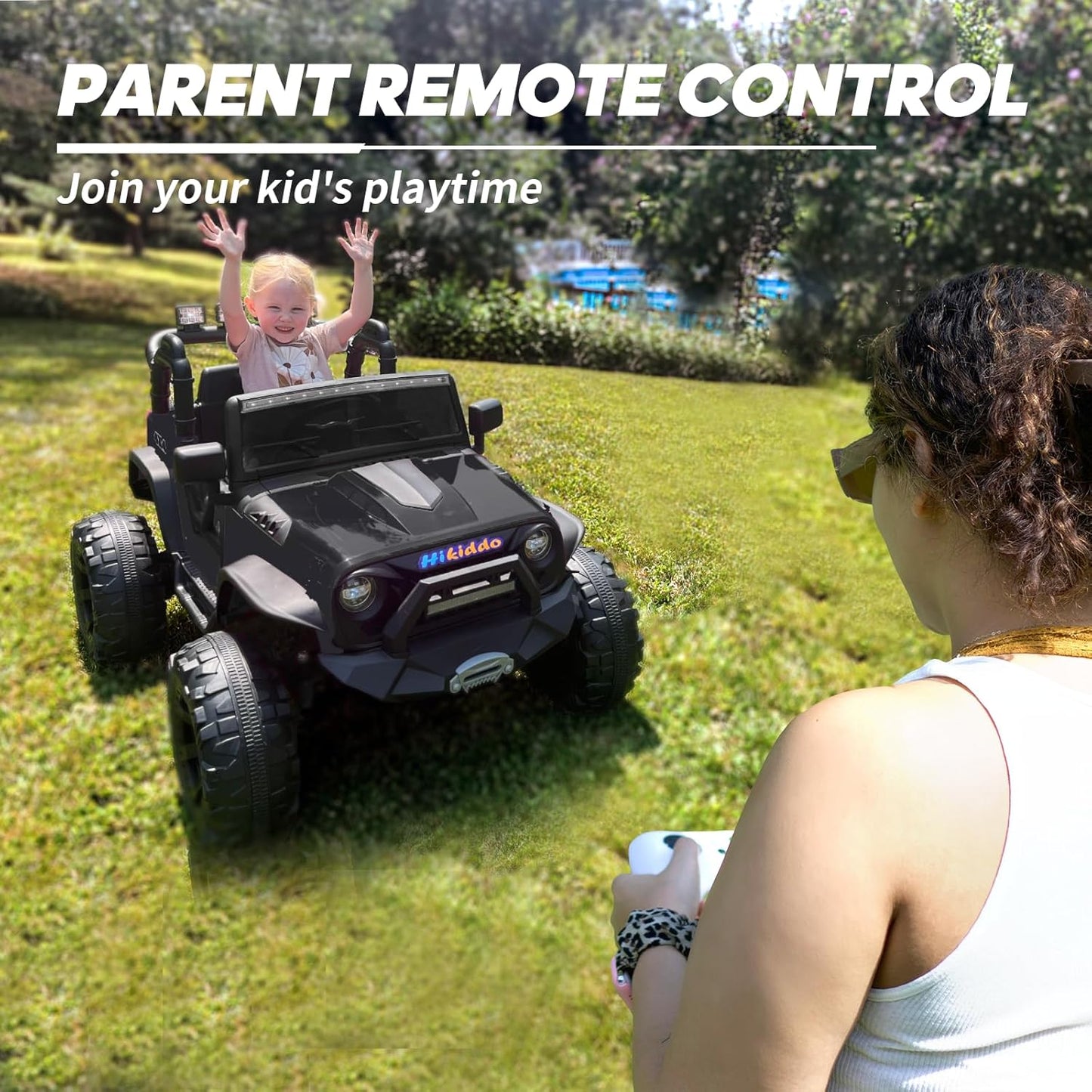 24V 9Ah Ride on Toy for Big Kids, 4WD 2 Seater Ride on Car Truck with Remote Control, 4x200W Motor - Black