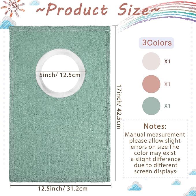 6 Pcs Pullover Baby Bibs Cotton Terry Toddler Absorbent Infant for Feeding and Drooling Towel Slip on Bib(Vivid Color)