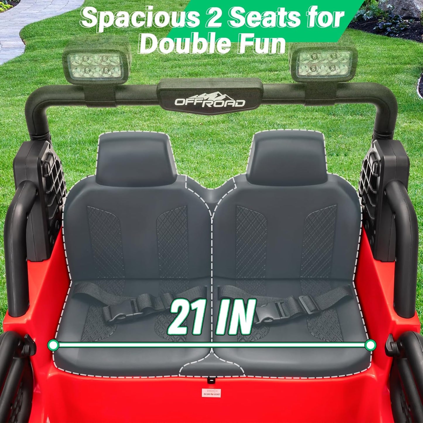 2 Seater Ride On Car Truck with Remote Control XL, Kids 24V Battery Powered Electric Vihicle w/21 in Seat, 3 Speeds, 2WD/4WD Switichable, Shock Absorbers,Bluetooth, Flower, Gift Choice