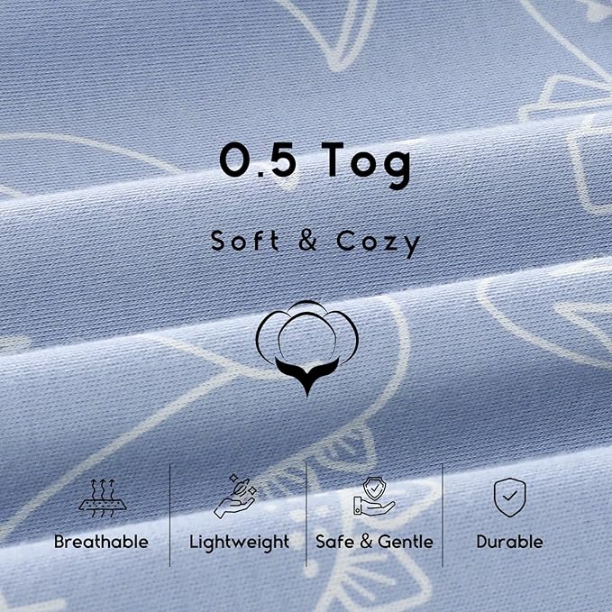 Yoofoss Baby Sleep Sack 0-6 Months 0.5 Tog Wearable Blanket for Baby, 3 Pack 100% Organic Cotton Infant Toddler Sleeping Sack 2-Way Zipper Lightweight Sleep Sack