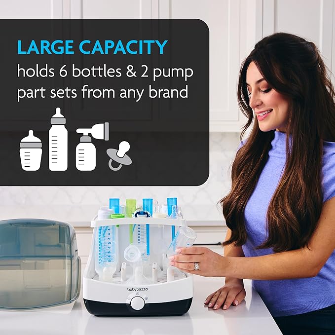 Baby Brezza Superfast 10 Minute Baby Bottle Sterilizer + Dryer - 75% Faster – Universal Electric Steam Sterilization for All Bottles, Pacifiers + Breast Pump Parts