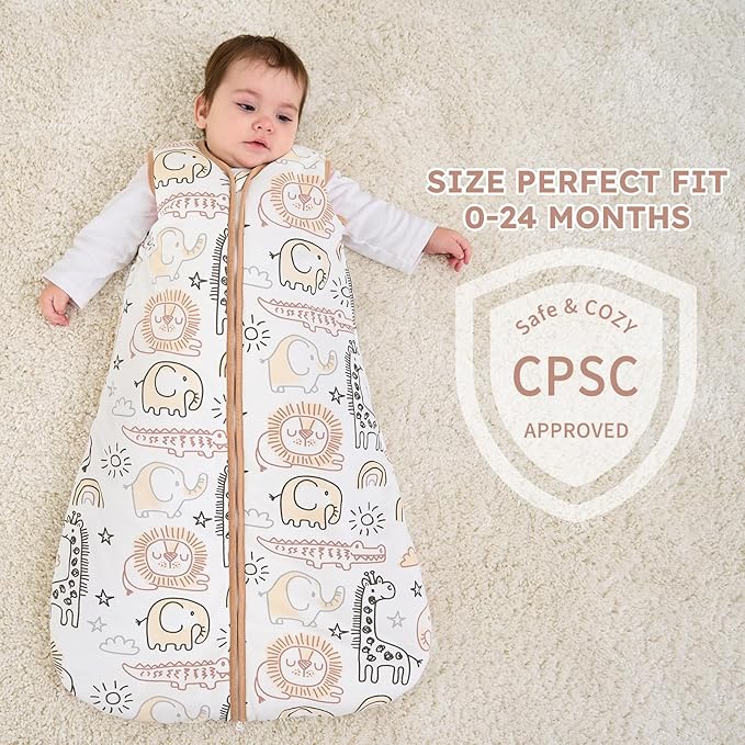 Yoofoss Baby Sleep Sack 12-18 Months, TOG 2.5 Baby Wearable Blanket with 2-Way Zipper, 100% Organic Cotton Fabric Winter Newborn Sleeping sack, Warm Soft Comfy(Large)