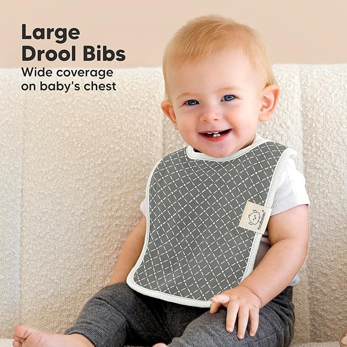 KeaBabies 8-Pack Organic Baby Bibs for Boys, Girls - Super Absorbent Cotton Drool Bibs for Baby Girl & Boy, Teething Toddler, Drooling Newborn, Ultra Soft & Machine Washable (Nordic)