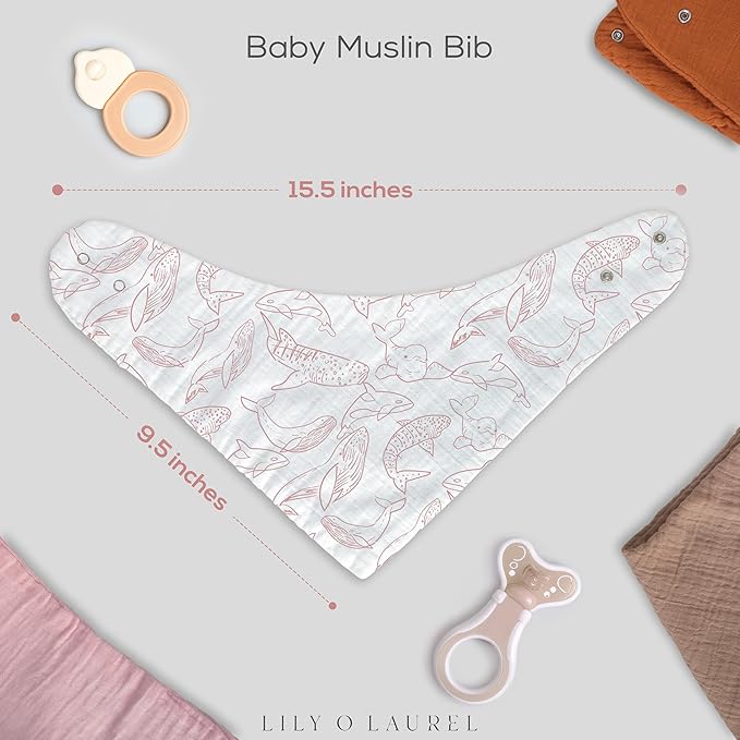 Muslin Baby bibs for drooling and teething, 100% cotton, Bibs for baby girl, Muslin bibs for boys (8 Pack)