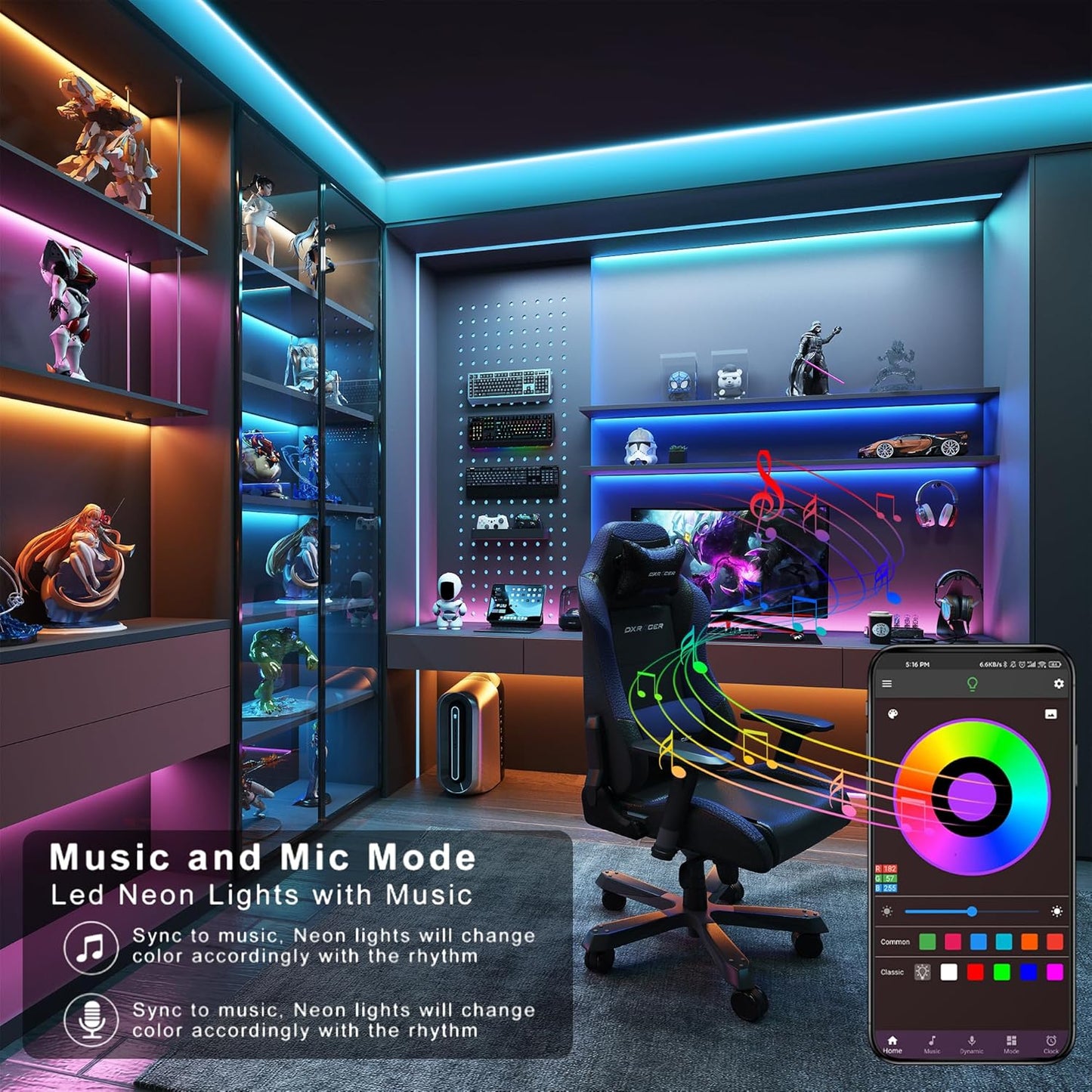 150 ft LED Lights for Bedroom Music Sync RGB LED Strip Lights with APP & Remote Control LED Lights for Room Home Party Christmas Wall Decor (2 Rolls of 75ft)