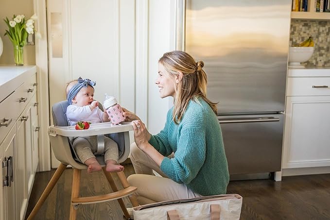 Lifefactory 8-Ounce Stainless-Steel Vacuum-Insulated Wide-Neck Baby Bottle with Stage 2 Nipple (3-6 Months) Stone Gray (LS2211WCG4)