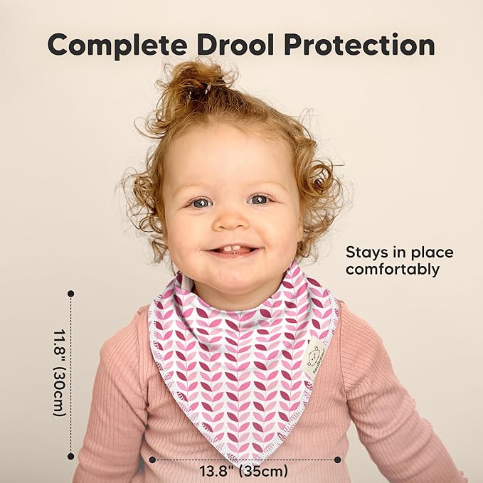 KeaBabies 8-Pack Organic Baby Bandana Bibs for Girls - Super Absorbent Triangle Baby Bibs for Drooling and Teething Infant, 100% Cotton Extra Soft for Newborn, Infant 0-36 Months (Blush)