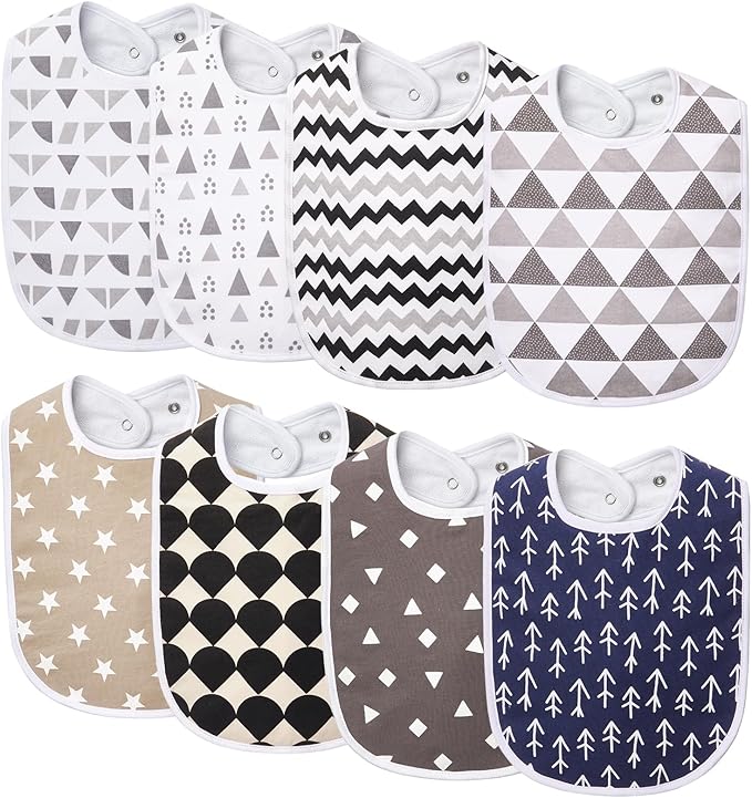 Lilian&Gema Baby Bibs 8 Pack Baby Drool Bibs for Unisex Boys Girls,Soft Cotton Bibs for Teething and Drooling Newborn