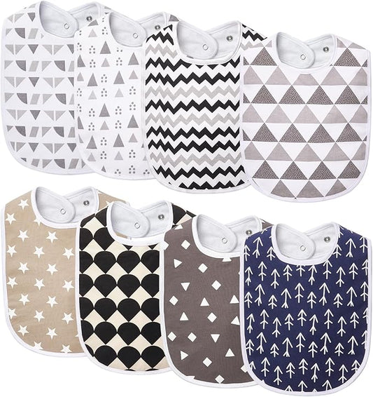 Lilian&Gema Baby Bibs 8 Pack Baby Drool Bibs for Unisex Boys Girls,Soft Cotton Bibs for Teething and Drooling Newborn