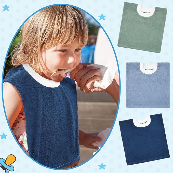 Foaincore 6 Pcs Pullover Baby Bibs Cotton Terry Toddler Absorbent Infant for Feeding and Drooling Towel Slip on Bib (Elegant Color)