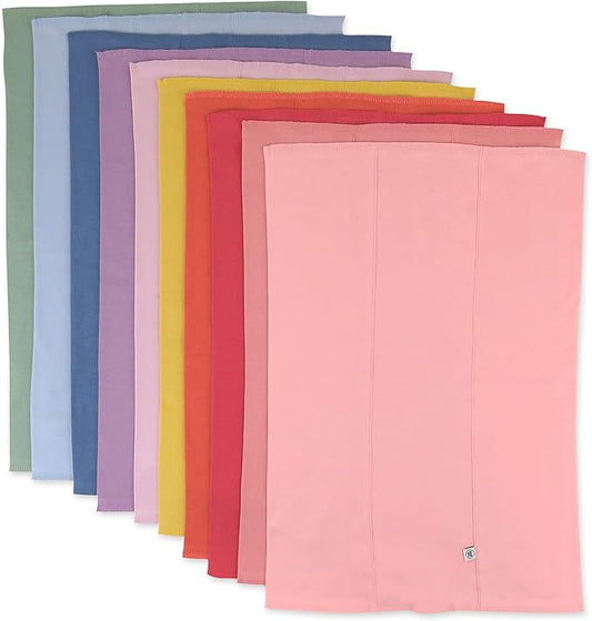 HonestBaby Baby Organic Cotton Knit Burp Cloths Multipack, 10 Pack Rainbow Gems Pinks, One Size