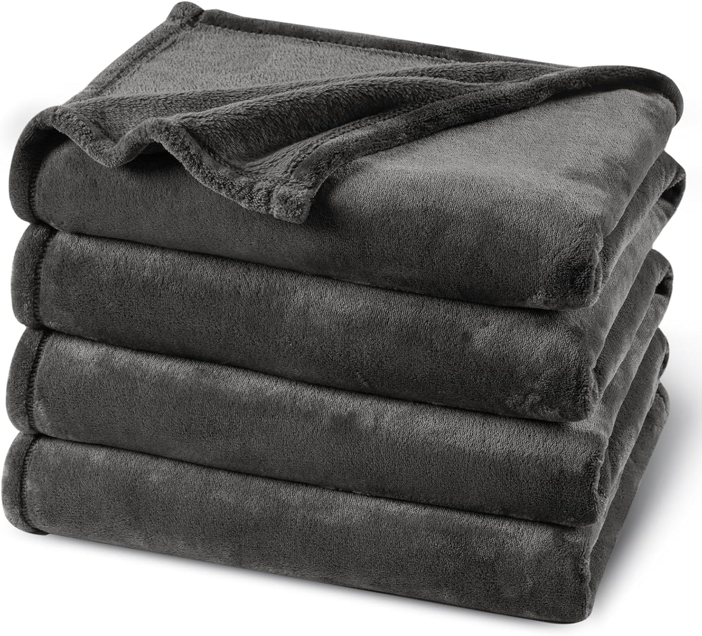 PHF Ultra Soft Fleece Blanket King Size, No Shed No Pilling Luxury Plush Cozy 300GSM Lightweight Blanket for Bed, Couch, Chair, Sofa Suitable for All Season, 108" x 90", Dark Grey