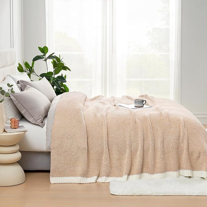Snuggle Sac Twin XL Bed Blanket 66x90 inches, Super Soft Warm Beige Blankets for Bed, Living Room, Luxurious Microfiber Blanket Dupes, Heather Beige, 66x90 inches