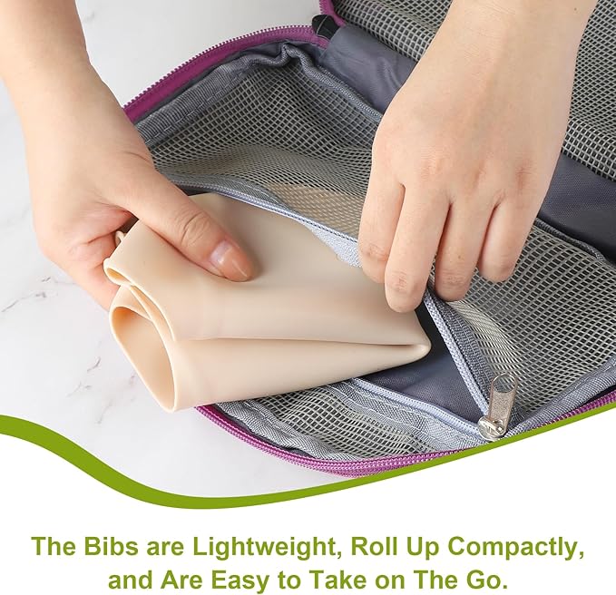 Accmor Silicone Baby Bibs, Waterproof Soft Bibs for Baby Girls Boys Feeding Eating, Silicone Baby Bibs with Large Pocket