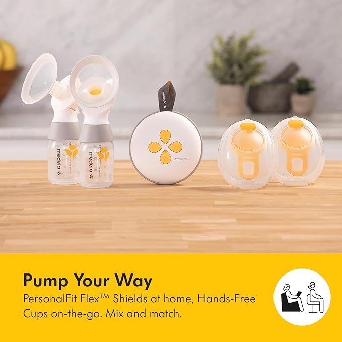 Medela Pump Your Way Deluxe Bundle Featuring Swing Maxi Double Electric Breast Pump with Wearable Hands-Free Collection Cups, PersonalFit Flex Breast Shields and Connectors