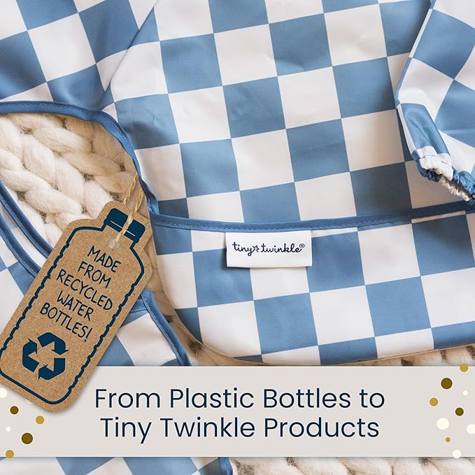 Tiny Twinkle Short Sleeve Apron Baby & Toddler Bib for Girls – Waterproof, Mess-Proof Bibs for Eating & Feeding, Machine Washable,Perfect Holiday Gift (Flutter, 6–24M)