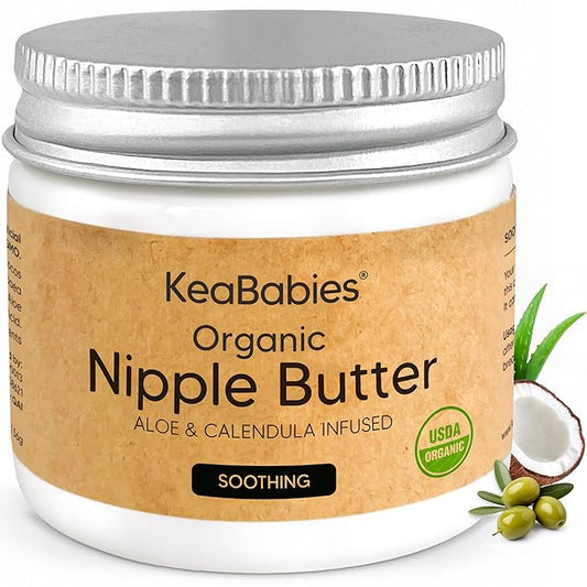 Organic Nipple Butter for Cracked, Sore, Relief - Nursing Nipple Cream Safe for Breastfeeding, 100% Natural Clean Breast Cream, Non Lanolin Balm, Mom Postpartum Breastfeeding Essentials,2oz (Soothing)