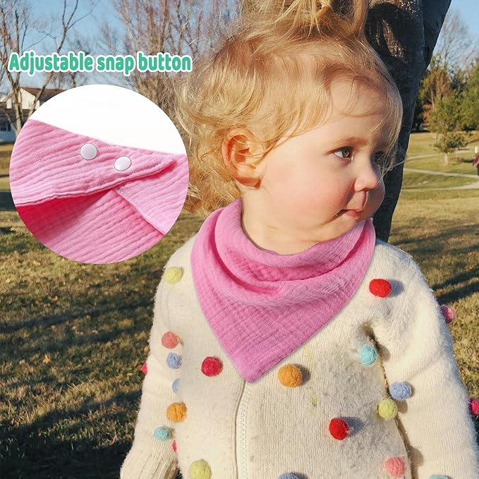 EllieHouse Baby Bibs for Girls Boys 10Pack Muslin Drool Teeth Drooling Teething Bibs Muslin Cotton for Infant Toddler