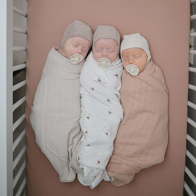 mushie Muslin Baby Swaddle Blanket | 100% Organic Cotton (Pale Taupe)