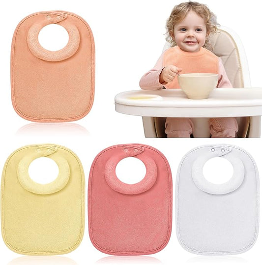 4 Pcs Baby Feeding Bibs for Drooling and Teething Comfi Neck Baby Bib with Padded Collar Absorbent