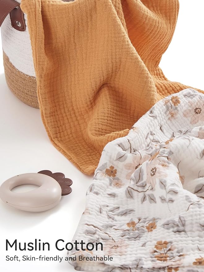 TILLYOU Muslin Toddler Pillowcase 2 Pack, 13x18 Soft Travel Cotton Pillow Case Kids for Boys and Girls, Yellow Flower