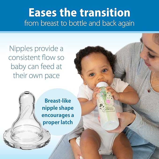 Dr. Brown's Natural Flow Anti-Colic Options+ Narrow Baby Bottle, Squirrel & Goat, 8 oz/250 mL, with Level 1 Slow Flow Nipple, BPA Free, 0m+, 2-Pack
