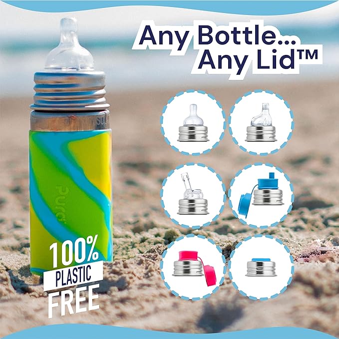 Pura Kiki 7oz Stainless Steel Insulated Infant Bottle – Includes Silicone Medium-Flow Nipple & Sleeve – Anti-Colic, Plastic-Free, MadeSafe Certified