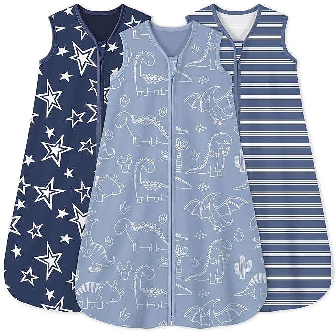 Yoofoss Baby Sleep Sack 0-6 Months 0.5 Tog Wearable Blanket for Baby, 3 Pack 100% Organic Cotton Infant Toddler Sleeping Sack 2-Way Zipper Lightweight Sleep Sack