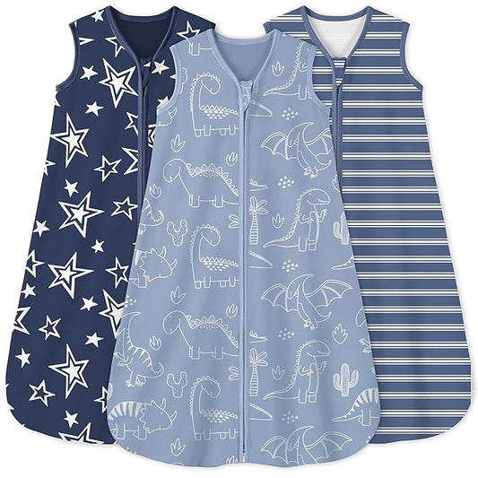 Yoofoss Baby Sleep Sack 18-24 Months 0.5 Tog Wearable Blanket for Baby, 3 Pack 100% Organic Cotton Infant Toddler Sleeping Sack 2-Way Zipper Lightweight Sleep Sack