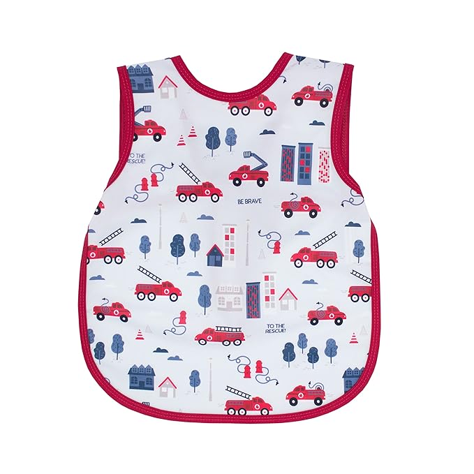 BapronBaby Be Brave - Firefighter Bapron - No Neck Tie Safer Bib for Baby & Toddler - Soft Waterproof Stain Resistant - Machine Washable - Sz Preschool 3-5yrs