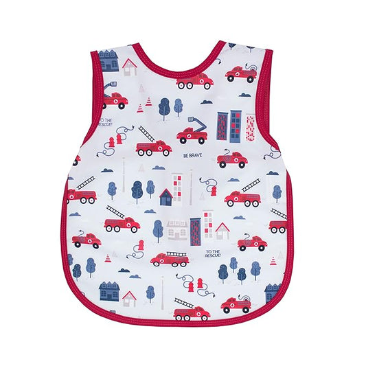 BapronBaby Be Brave - Firefighter Bapron - No Neck Tie Safer Bib for Baby & Toddler - Soft Waterproof Stain Resistant - Machine Washable - Sz Preschool 3-5yrs
